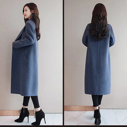 Winter Women Style  Beige Mid-Long Coat Jackets