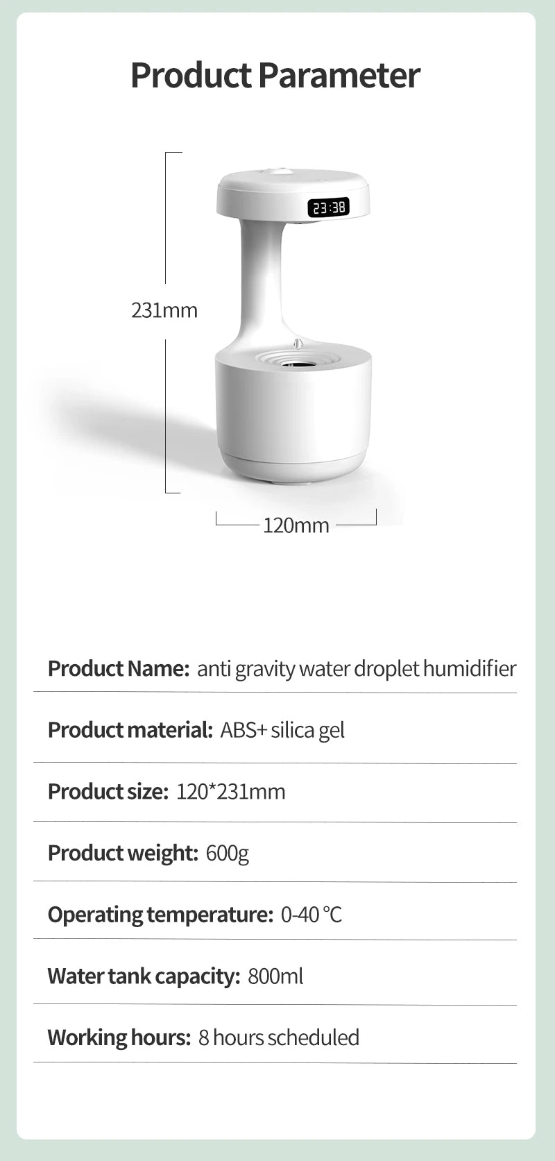 Anti gravity humidifier