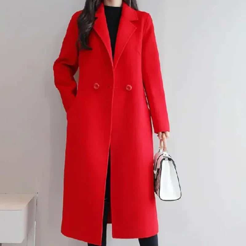 Winter Women Style  Beige Mid-Long Coat Jackets