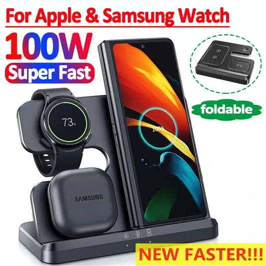 100 W 3 in 1 kabelloser Ladeständer für Samsung Fold 4 3 S22 Ultra Galaxy Watch 5 4 3 Active 2/1 Buds Schnellladestation