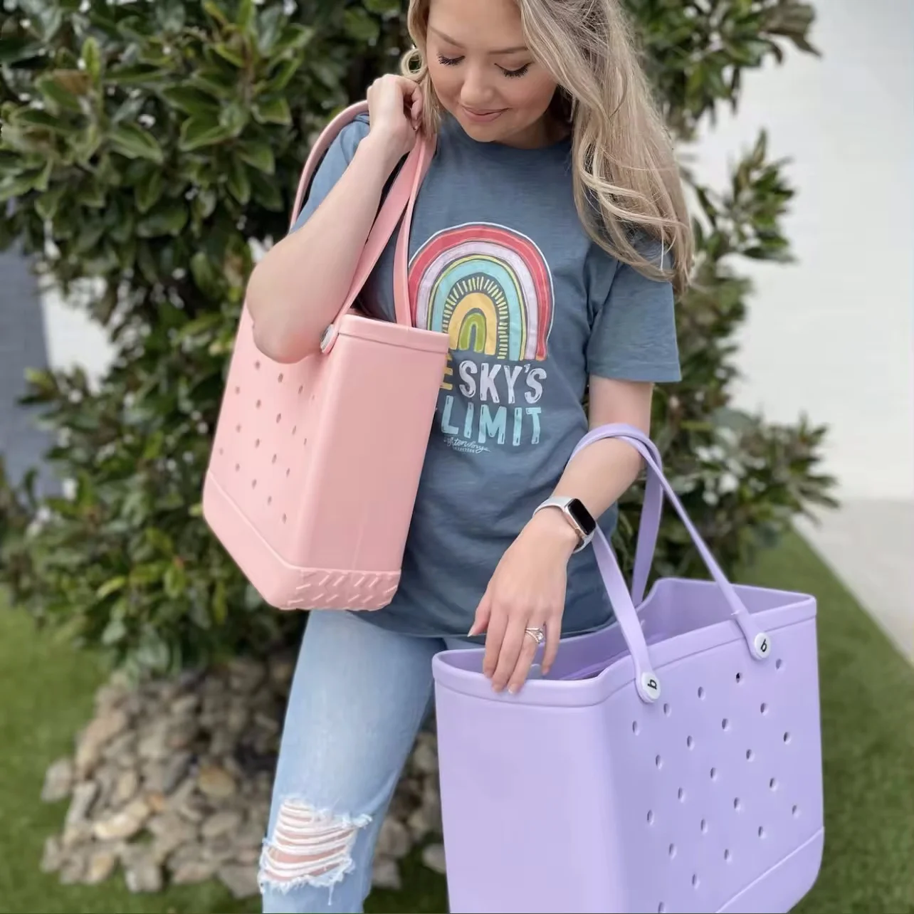 2025 EVA Beach bag XL Large Silicon Shoulder Beach bag Eva Waterproof Supermarket Shopping Travel Luxury Beach Bag