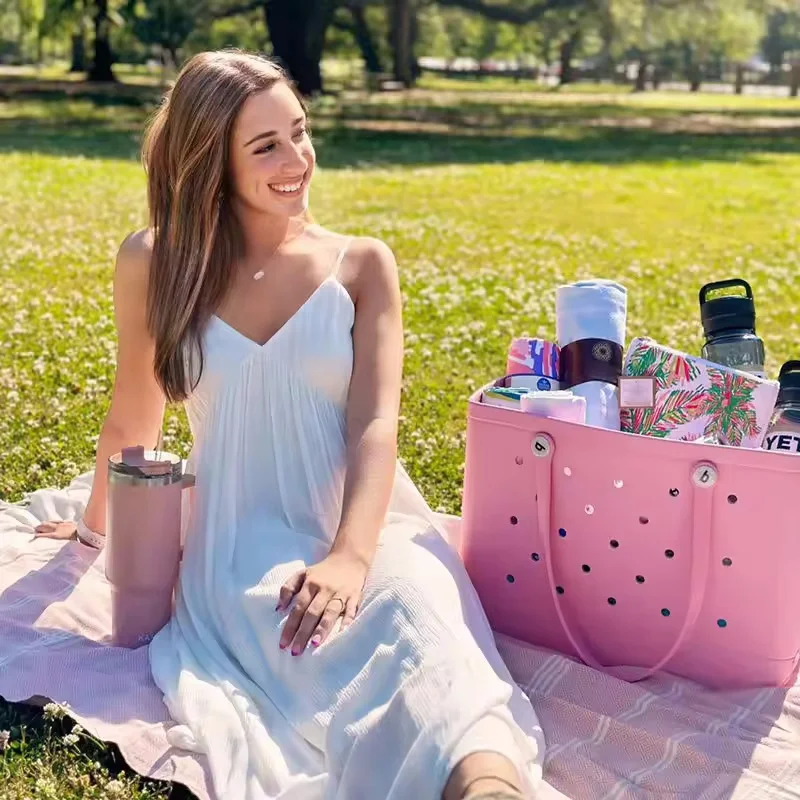 2025 EVA Beach bag XL Large Silicon Shoulder Beach bag Eva Waterproof Supermarket Shopping Travel Luxury Beach Bag
