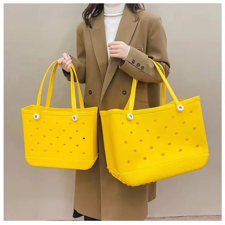 2025 EVA Beach bag XL Large Silicon Shoulder Beach bag Eva Waterproof Supermarket Shopping Travel Luxury Beach Bag