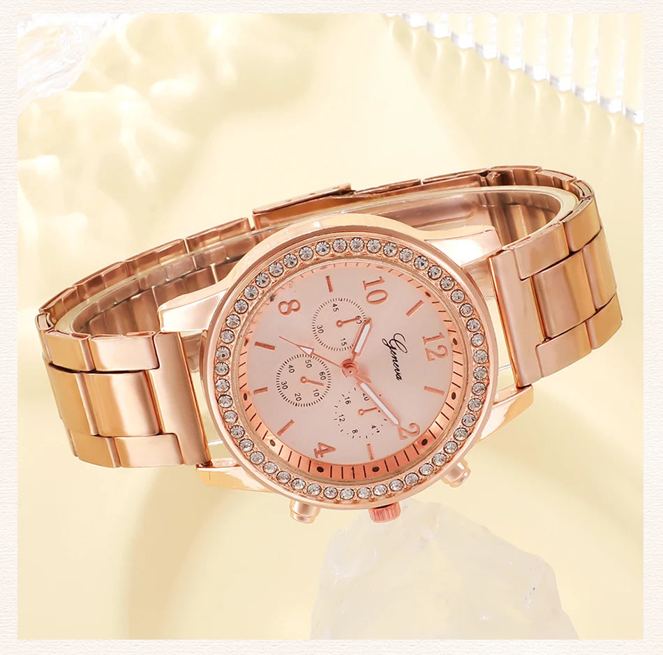 Present for woman watch rosegold silver gold neckless earrings ring