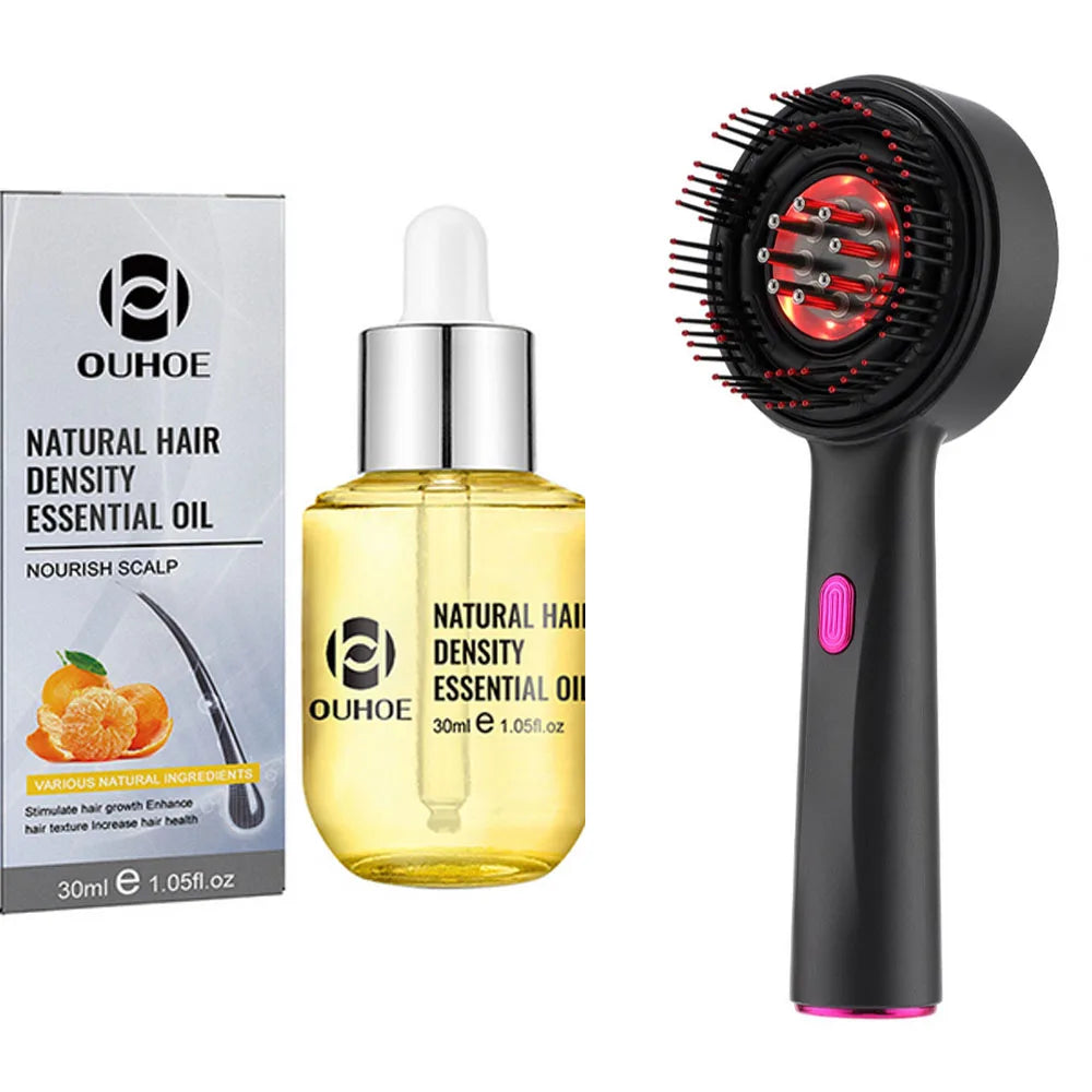 Electric Massage Comb Vibration Red Light Hair Growth Massage Scalp Brush Anti Hair Loss Liquid Oil Applicator