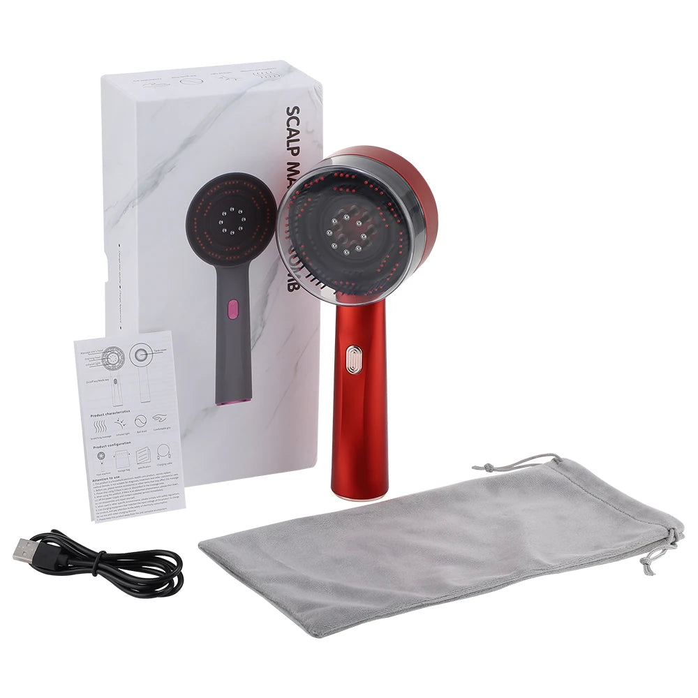 Electric Massage Comb Vibration Red Light Hair Growth Massage Scalp Brush Anti Hair Loss Liquid Oil Applicator