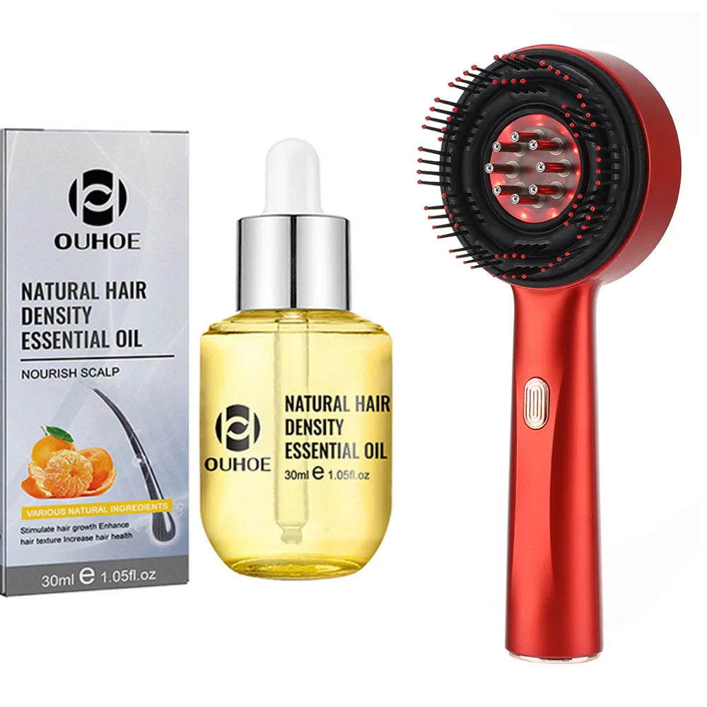 Electric Massage Comb Vibration Red Light Hair Growth Massage Scalp Brush Anti Hair Loss Liquid Oil Applicator