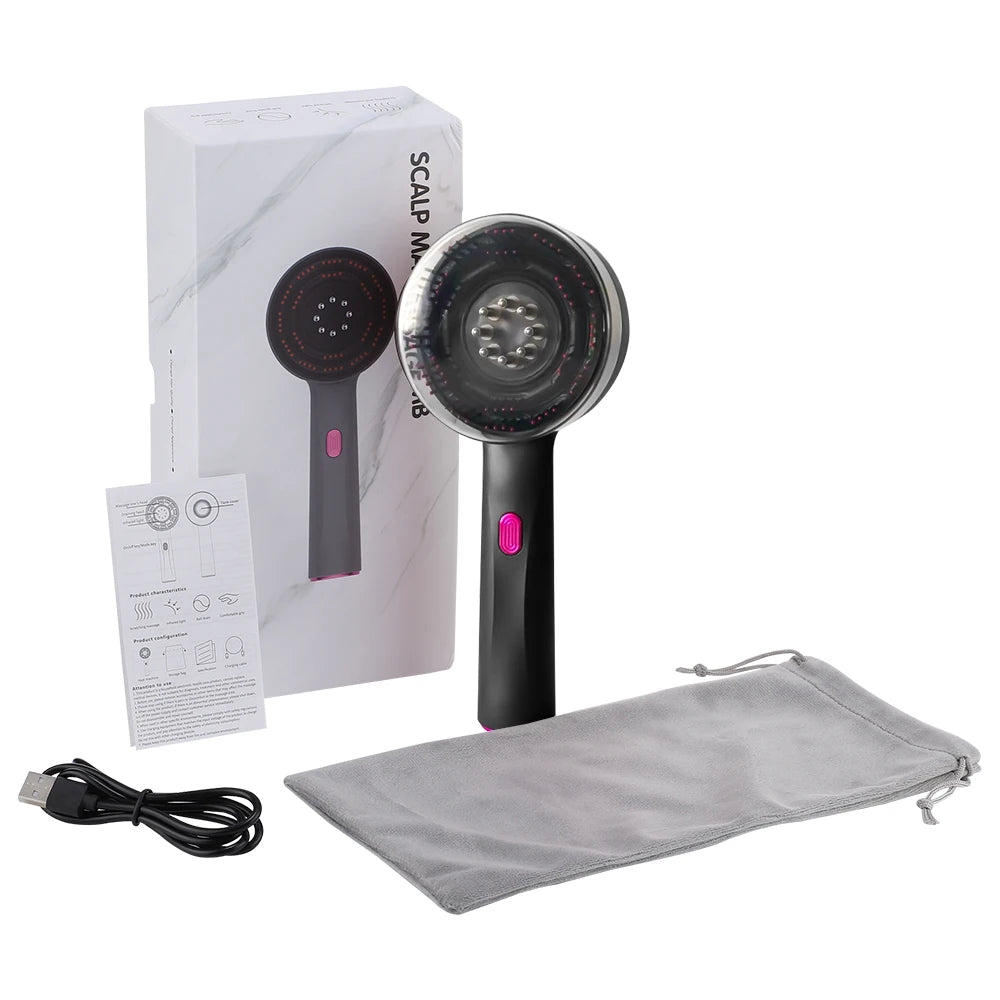 Electric Massage Comb Vibration Red Light Hair Growth Massage Scalp Brush Anti Hair Loss Liquid Oil Applicator
