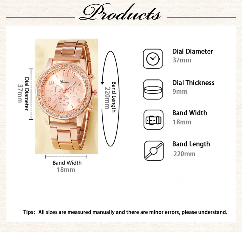 Present for woman watch rosegold silver gold neckless earrings ring